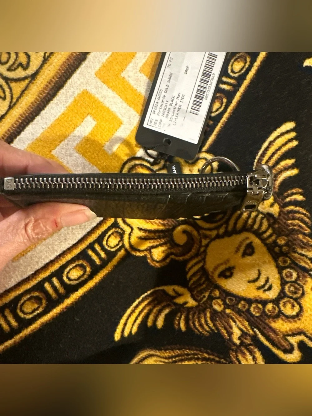 Dolce & Gabbana Black Leather Zip Card Holder with DG Emblem NWT